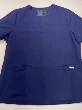 FIGS Casma Three-Pocket V-Neck Scrub Top, Navy Blue, Size XL, EUC